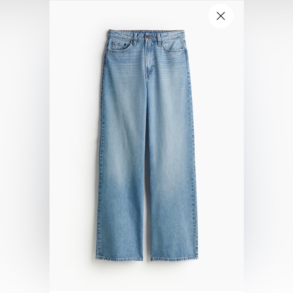 Women’s 14 H&M Light Blue Ava High Rise Ultra Wide Leg Jeans New With Tags